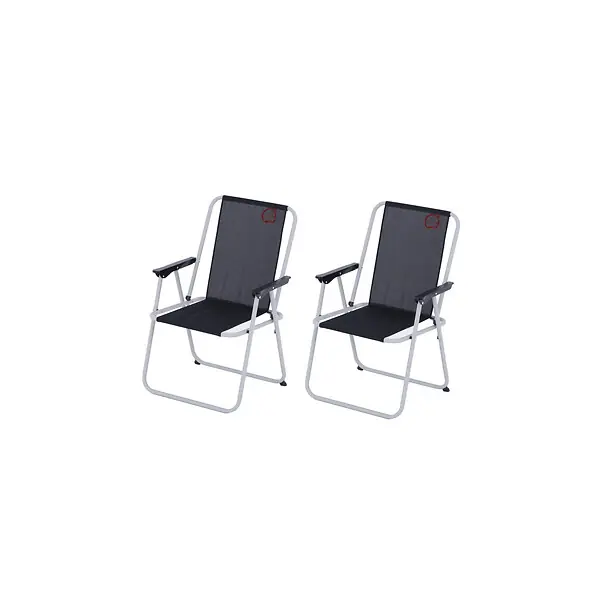 Lot de 2 fauteuils piccolo de camping pliables - Noir - Dimensions 57 x 55 x 80 cm O‘CAMP Dernière Chance