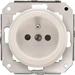 Bon Plan Prise électrique encastrable avec terre rétro porcelaine blanche - Garby Colonial FONTINI
