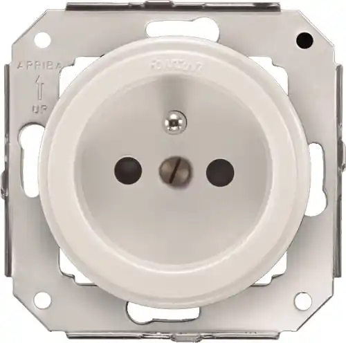 Bon Plan Prise électrique encastrable avec terre rétro porcelaine blanche - Garby Colonial FONTINI