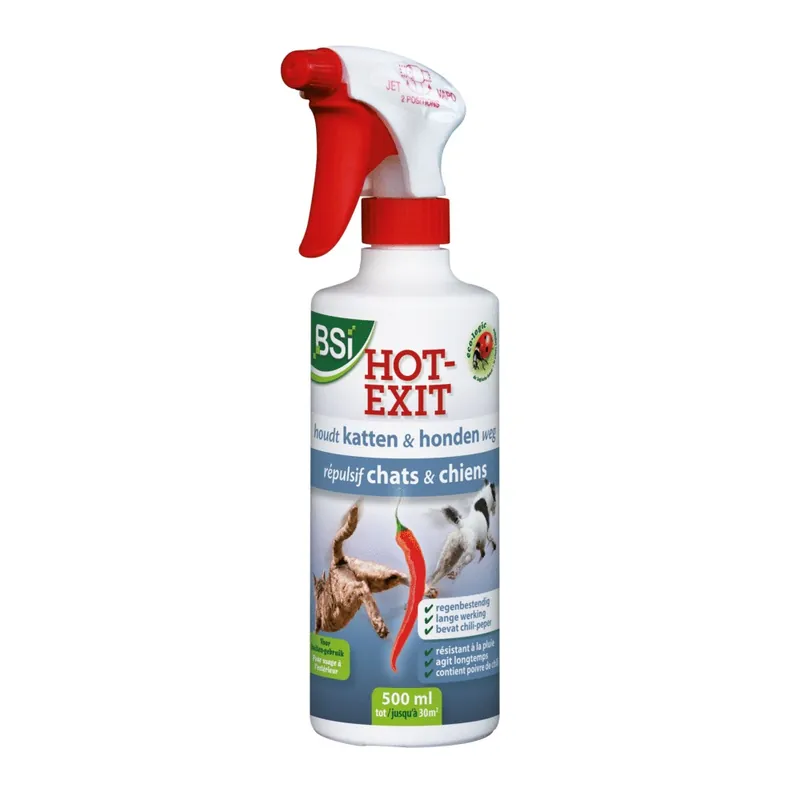 Offre Exclusive Répulsif pour chiens et chats d‘extérieur en pulvérisateur 500 ml Hot Exit - BSI
