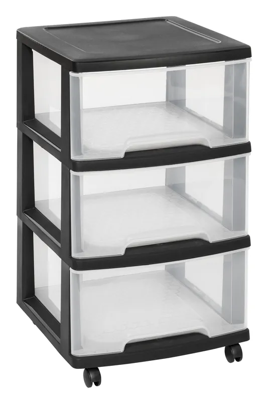 Remise Tour Essential à 3 tiroirs transparents 20 L avec roulettes CURVER