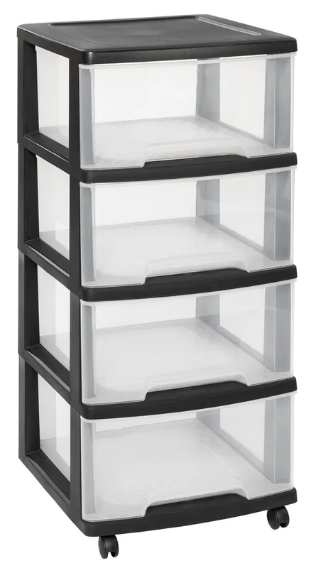 Tour Essential à 4 tiroirs transparents 20 L avec roulettes CURVER Petit Prix