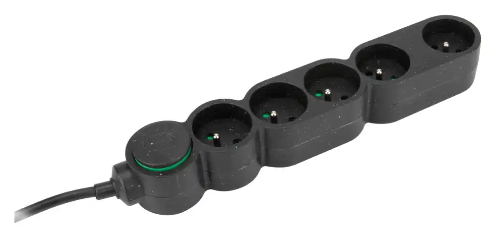 Top Vente Multiprise avec interrupteur 5 prises 1,5m recyclé noir ZENITECH