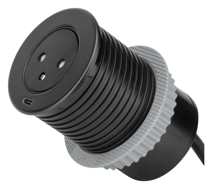 Bloc prise encastrable affleurant avec prises USB C 60cm noir OTIO Meilleure Vente
