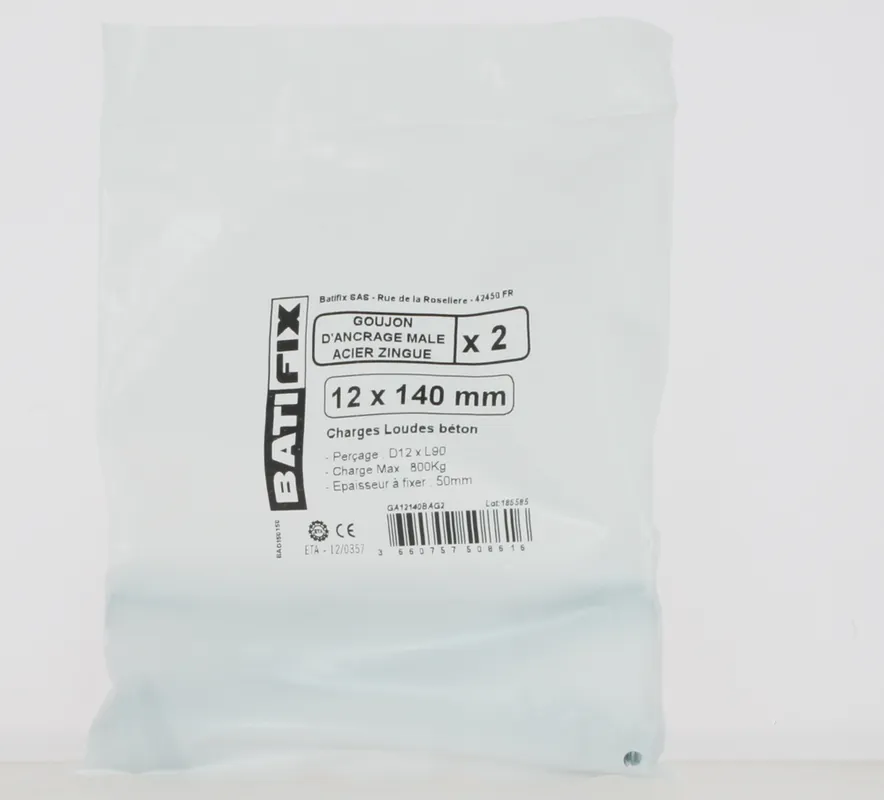 Acheter Direct Goujons d‘ancrage Opt7 acier zingué 12 x 140 mm par 2 BATIFIX