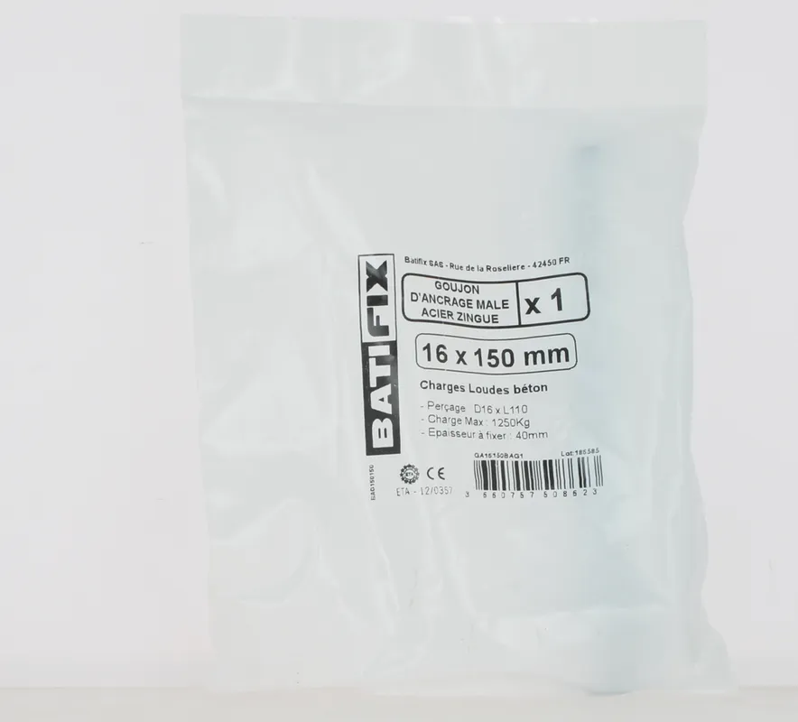 Goujon d‘ancrage Opt7 acier zingué 16 x 150 mm BATIFIX Jusqu'à Épuisement Des Stocks