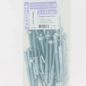 Goujons d‘ancrage Opt7 acier zingué 6 x 85 mm par 50 BATIFIX Livraison Express