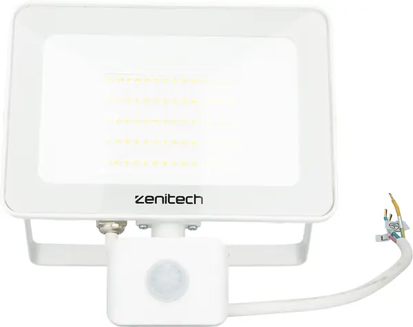 Projecteur LED 5000lm IP44 - Détecteur de mouvement Blanc ZENITECH Dernier Modèle