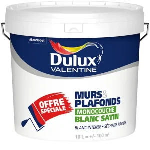 Retour Gratuit Peinture murs et plafonds monocouche - Blanc Intense - 10L DULUX VALENTINE