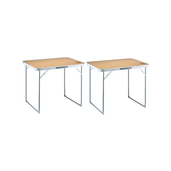 Lot de 2 tables de camping pliables 4 places - Forme valise - 80 x 60 x 70 cm O‘CAMP Expédié Aujourd'hui