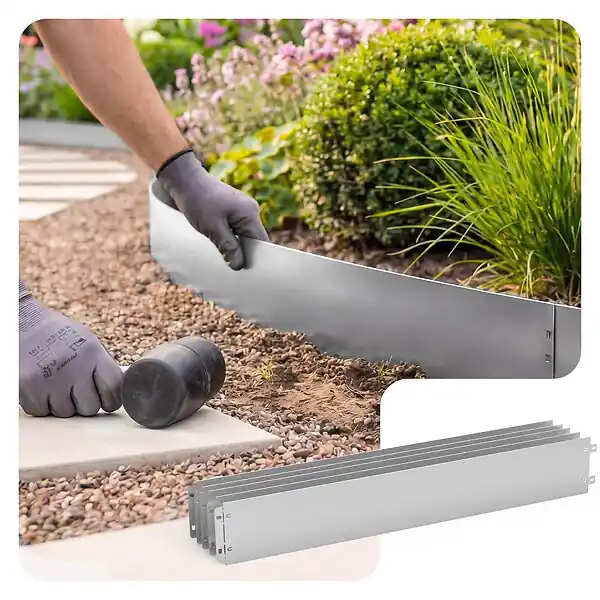 Lot de 20 Bordure de jardin en métal galvanisé flexible 100x13cm VOUNOT Quantité Limitée