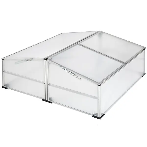 Réduction Mini serre en aluminium blanc transparent TECTAKE