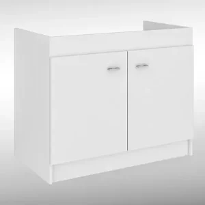 Meuble sous-évier 100 cm - 2 portes - Blanc LEMPERT Prix Promo