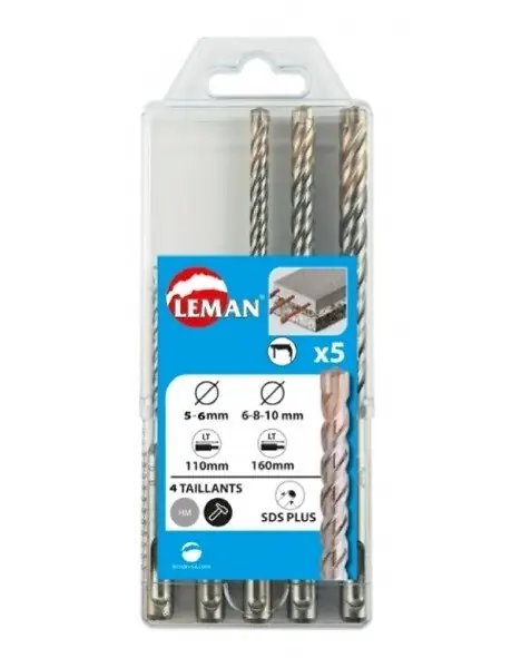 Coffret 5 forets sds+ 4 taillants béton armé 614.000.05 Leman Super Prix