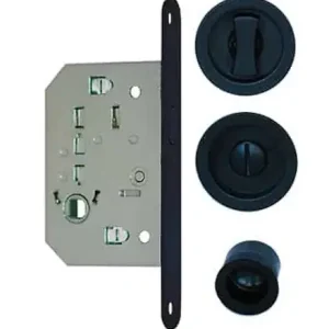 Kit pour porte coulissante noir condamnation rosace ronde - EUROWALE - NO015 HANGER Promotion Saisonnière