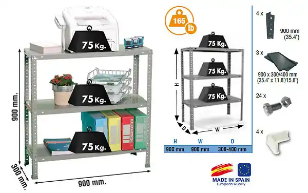SimonRack - Etagère de rangement 900x900x300mm Gris foncé Charge 75Kg - Advantage 3/300 SIMONRACK SIMON RACK Seulement Aujourd'hui