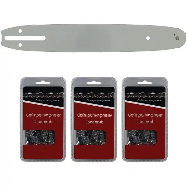 Pas Cher Guide 30 cm (12 pouces) + lot de 3 chaînes 45 maillons - Compatible tronçonneuses HUSQVARNA GT MARKET