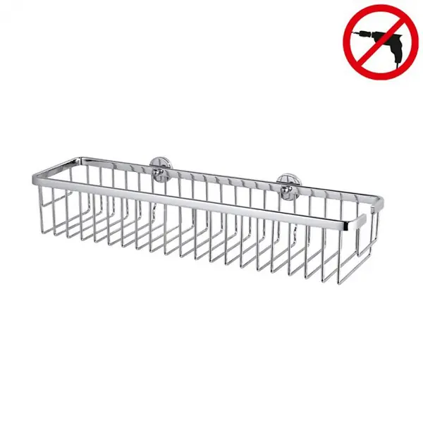 Aluxx Panier de bain/douche en aluminium chromé inoxydable 45x12,5 cm, Pose facile sans perçage (40206-00000-00) TESA Marque