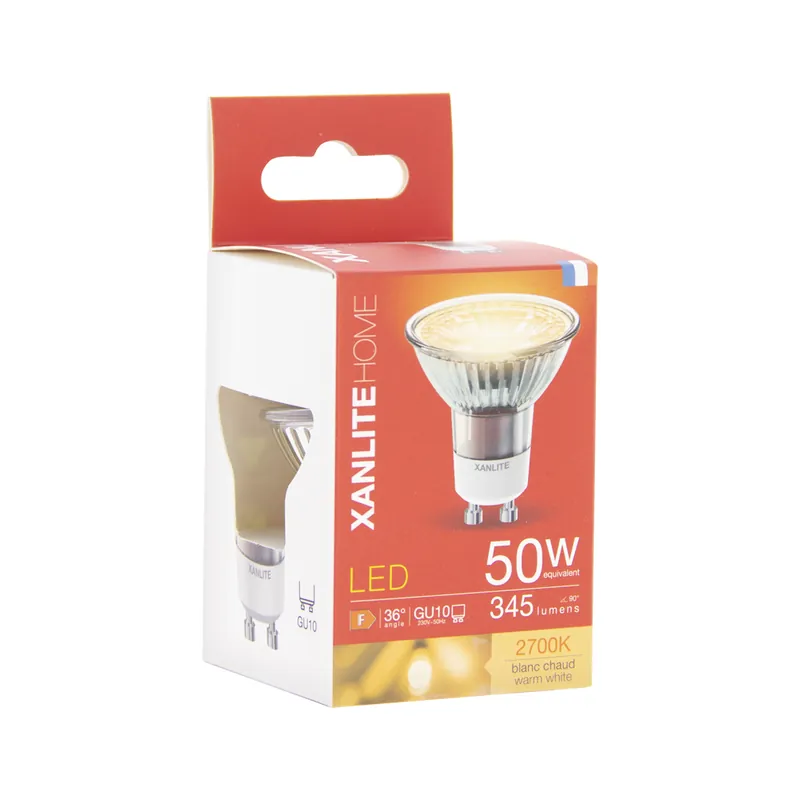 Ampoule LED GU10 5W = 345 lumens blanc chaud - XANLITE Meilleure Vente