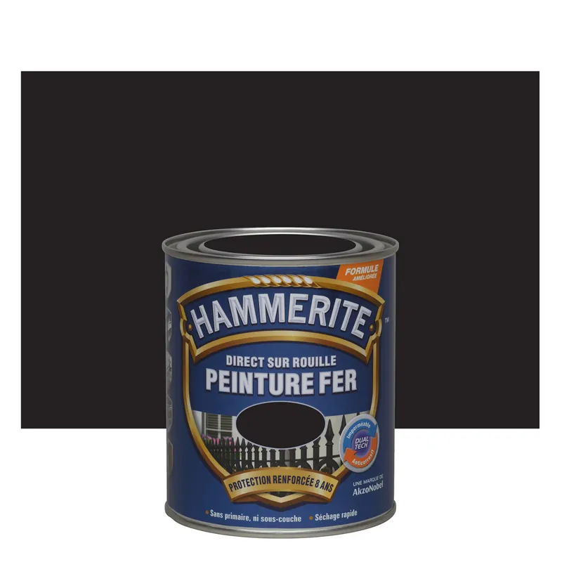 Seulement Aujourd'hui Peinture fer extérieur direct sur rouille finition martelé noir 750 ml - HAMMERITE