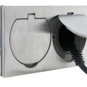 Prise double de sol encastrable - Aluminium brossé - IP55 ZENITECH Acheter Direct