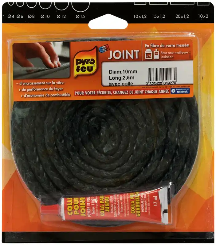 Joint fibre verre diamètre 10 mm L 2,5 m PYROFEU Bon Marché