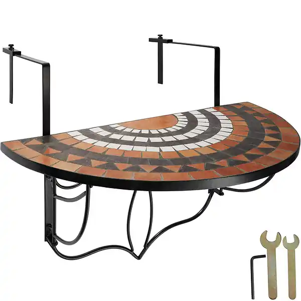 Table de balcon rabattable 75 x 65 x 62 cm terracotta/blanc TECTAKE Petit Prix