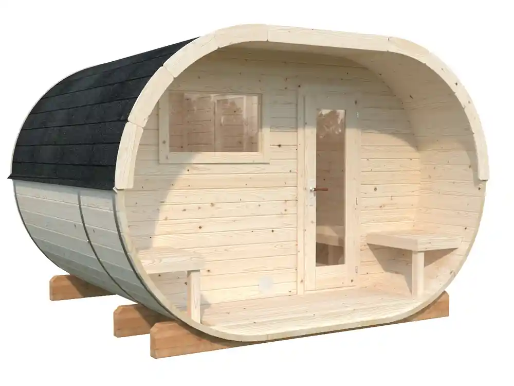 Sauna extérieur rond en bois Palmako Anette 6 places avec poêle - 12,1m² - PALMAKO Nouvel Arrivage