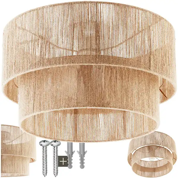Prix Promo Plafonnier Lignea Lux en jute de style bohème, 40W marron TECTAKE