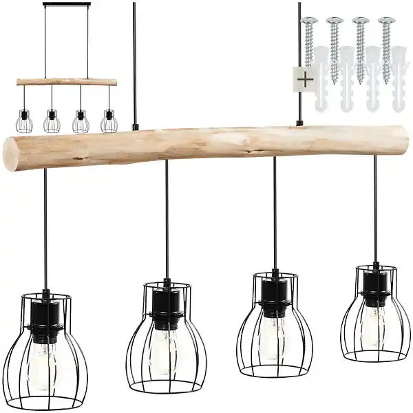 Meilleur Prix Lampes suspendues WOODY poutre en bois et 4 ampoules 40 W noir/marron TECTAKE