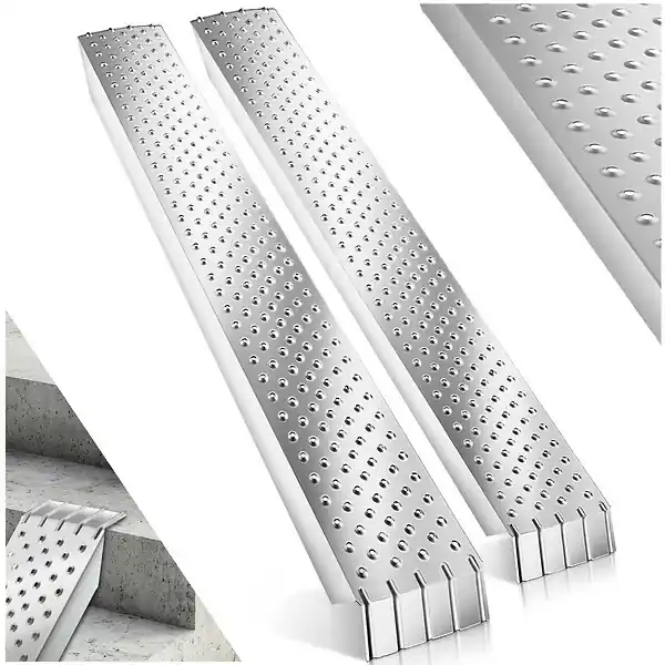 Rampes d‘accès Sven, lot de 2, 400 kg de capacité de poids et antidérapantes argent TECTAKE Dernière Chance