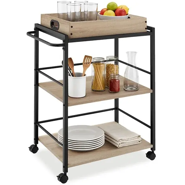 Commander Maintenant Chariot de service Worcester 65x41,5x87cm Bois clair industriel, Chêne Sonoma TECTAKE