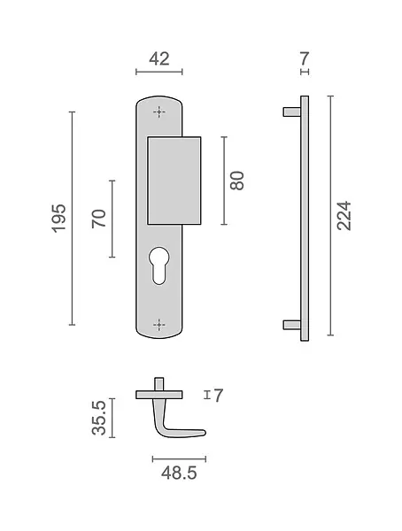 Must-Have Ensemble sur plaque SALOME HOME entraxe 195mm palière clé I inox - HERACLES - B-SALOME-09