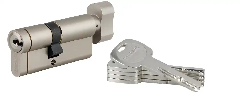 Cylindre de serrure à bouton 40 x 30 mm Transit 1 haute sécurité nickelé 5 clés THIRARD Vente Directe