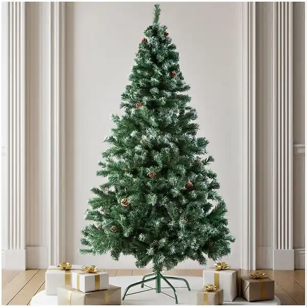 Sapin de Noël artificiel avec pommes de pin et support métallique 180 cm vert TECTAKE Promotion Saisonnière