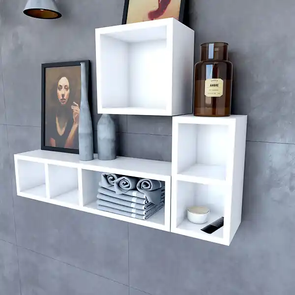 Etagère murale 40x20x20cm blanche de rangement 2 emplacements - PERSONALYZ DUO AURLANE Marque