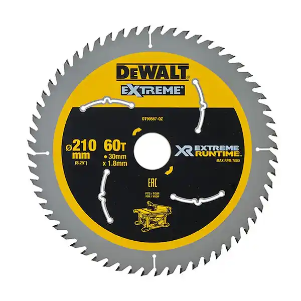 Retour Gratuit Lame de scie circulaire stationnaire DEWALT DT99567-QZ Carbure XR Runtime Ø210x30mm, 60 dents