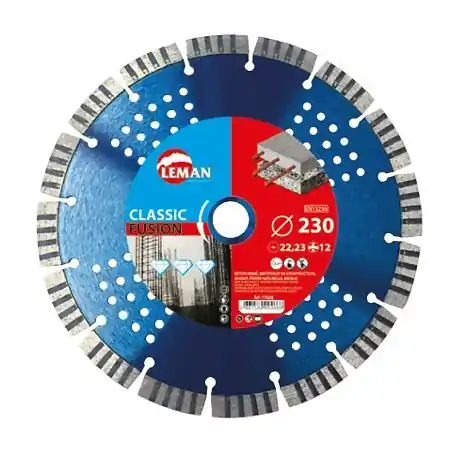Disque diamant turbo fritté 230mm - Béton armé - 6650 tr/mn LEMAN Marque