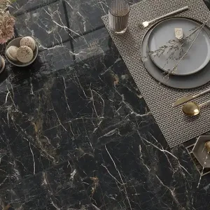 Livraison Express Carreau grès cérame Marquina Gold - Noir - 59,7x119,7cm CERAM INDUSTRIE