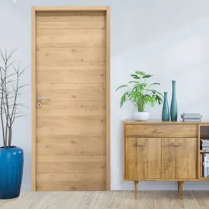 Bloc-porte H.204 X l.93 cm décor plaqué chêne ALTAÏ âme pleine poussant gauche - SMIS Dernier Modèle