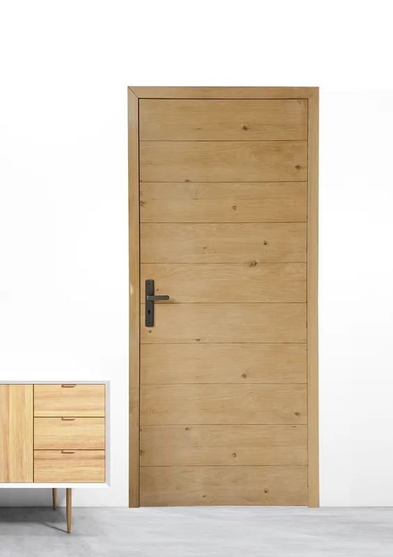 Acheter En Ligne Bloc-porte fin de chantier H.204 X l.93 cm décor plaqué chêne ALTAÏ âme pleine poussant gauche - SMIS