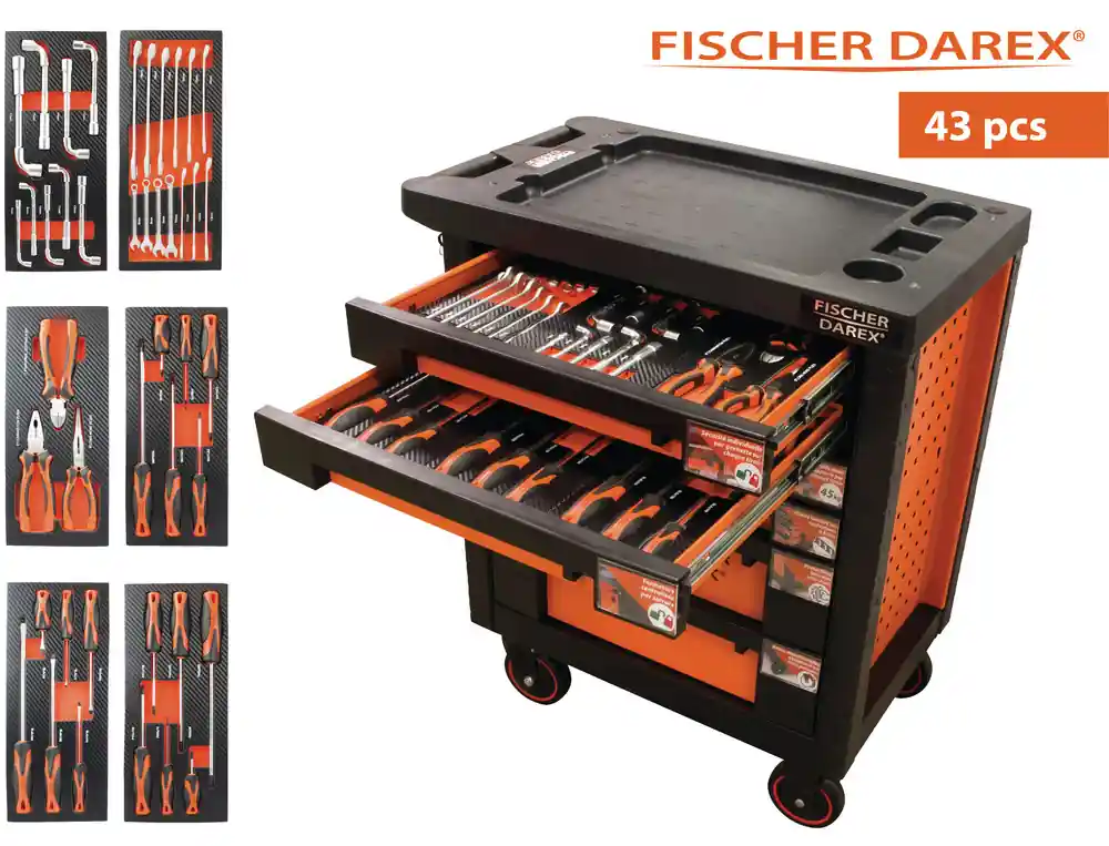 Servante équipée de 43 outils FISCHER DAREX Prix Choc