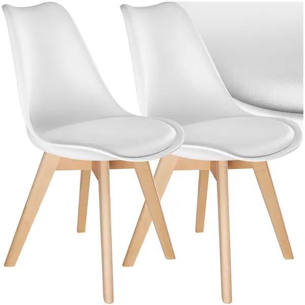 Jusqu'à Épuisement Des Stocks Lot 2 chaises salle à manger style scandinave forme ergonomique blanc TECTAKE