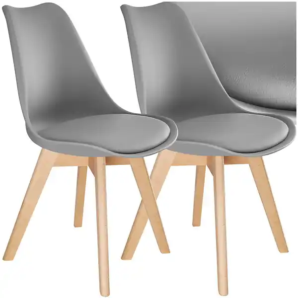 Satisfait Ou Remboursé Lot 2 chaises salle à manger style scandinave forme ergonomique gris TECTAKE