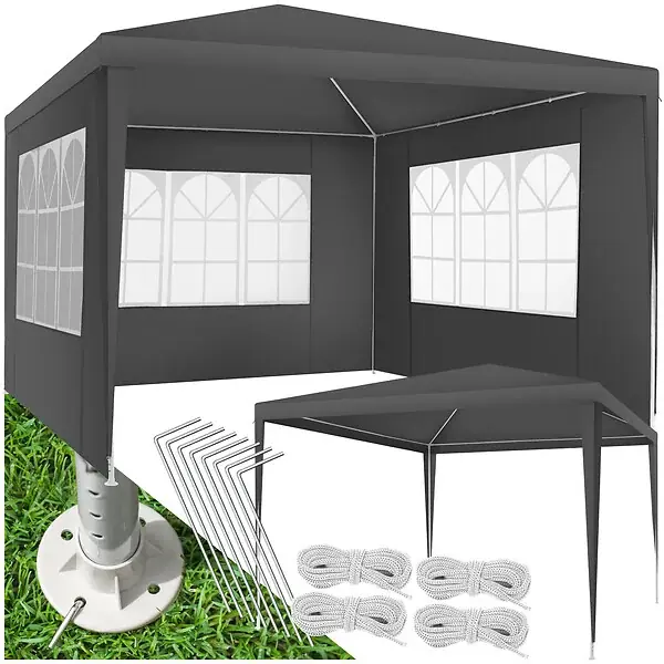Pavillon imperméable BARINAS avec 3 parois latérales gris TECTAKE Achat Immédiat
