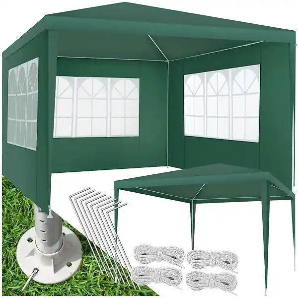 Prix Choc Pavillon imperméable BARINAS avec 3 parois latérales vert TECTAKE