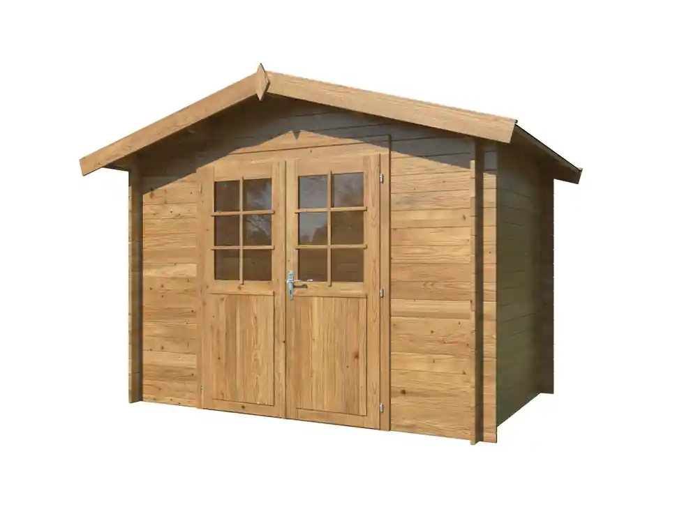 Abri de jardin en bois traité autoclave marron Valentine - 7,7 m² hors-tout - Livraison à domicile incluse - PALMAKO Réduction