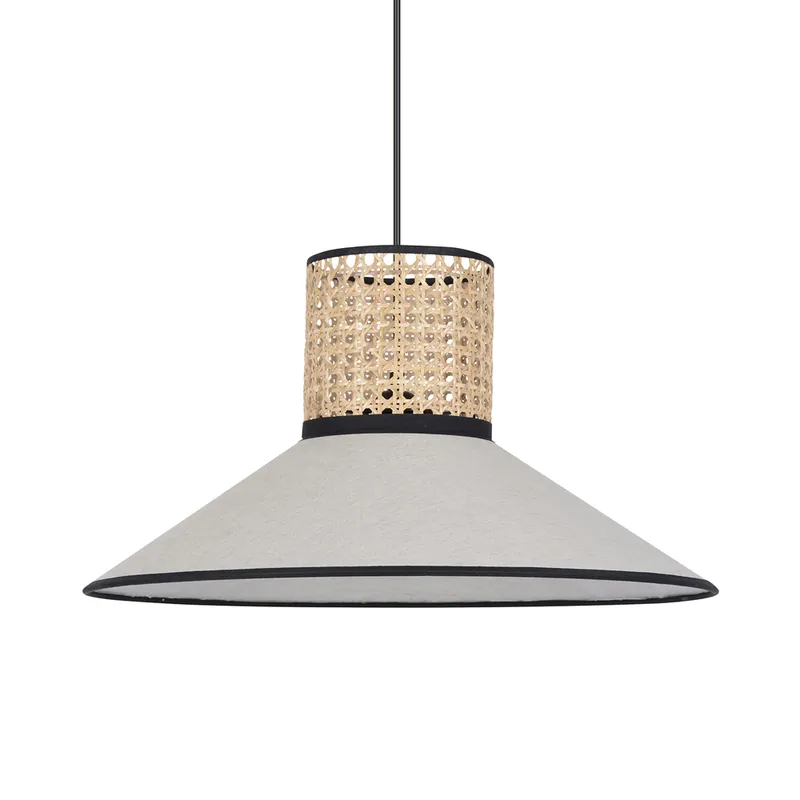 Suspension noir et naturel E27 100W Ø44 cm PENNSY - COREP Populaire