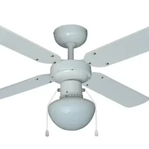 Ventilateur plafond lumineux bois rétro blanc chêne 50W Prix Promo