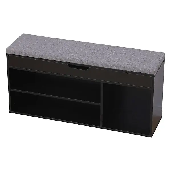 Meuble à chaussures trois casiers avec coffre noir ALAN HAPPY GARDEN Super Prix